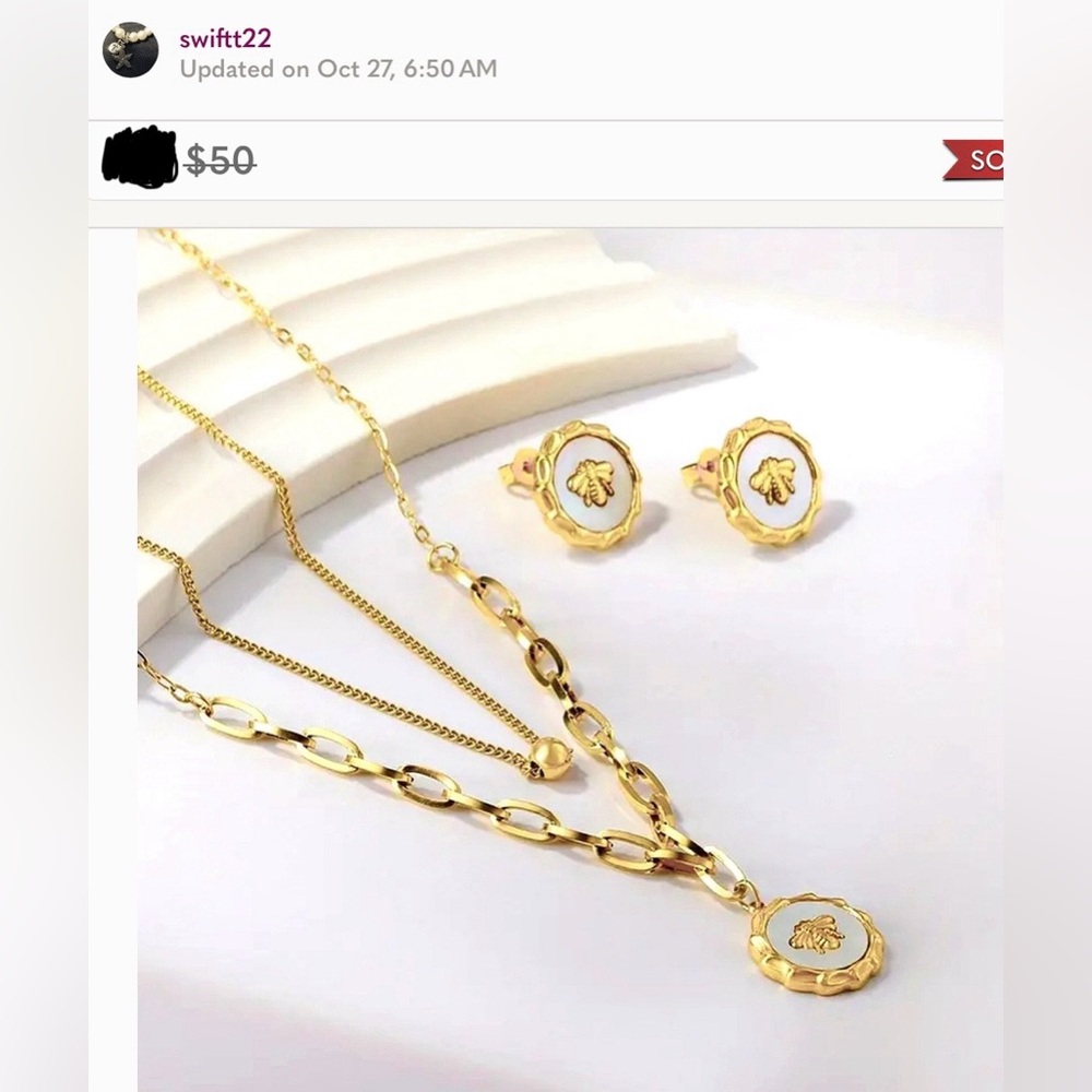 💛 Gold & Mother of Pearl Bee Layered Set